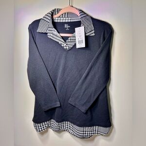 Kim Rogers Black and White Blouse Size PS